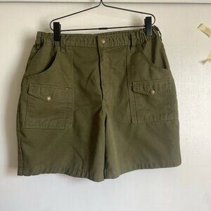 Men’s Vintage Boy Scouts of America Olive Green Utility Shorts Stretchy Sz. M-L